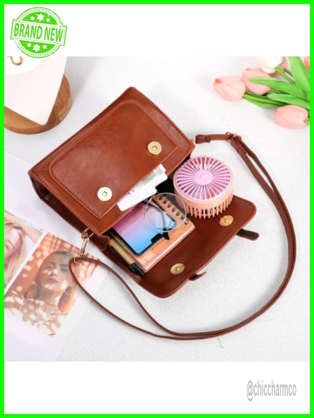 Vintage Small Handbag Women PU Crossbody with Handle Spacious Shoulder Bag - Picture 3 of 6